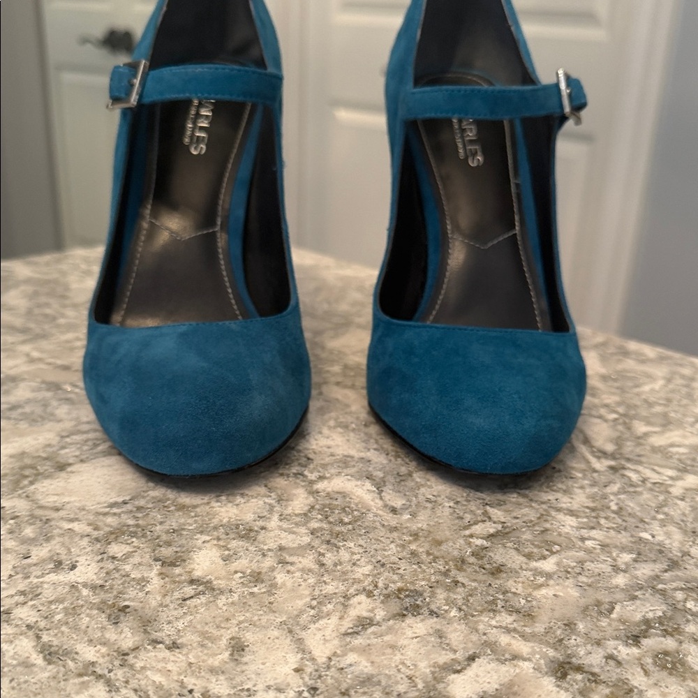 Charles David Teal Suede Heels - Picture 3 of 6